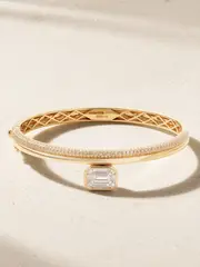 [SHAY] SHAY - Floating Bezel 18-karat Gold Diamond Bangle - One size One size Gold