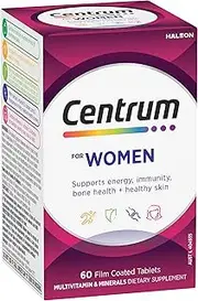 Centrum For Women, Multivitamin with Vitamins & Minerals to Support Energy, Immunity, Bone Health & Healthy Skin, 60 Tablets
