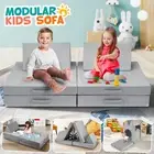 Modular Kids Sofa Set Play Couch 8pcs Convertible Lounge Chair Comfy Cushion Bed
