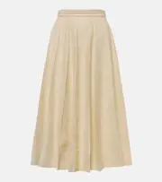 [Loro Piana] Loro Piana Fumiko wool, linen and silk midi skirt AU 16 beige