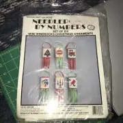 NEW 1989 Needlecraft Ala Mode Needlepoint by Numbers Windsocks Ornaments Set 6