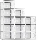 Xx-Large 12 Pack Shoe Storage Box, Clear Plastic Stackable Shoe Organizer for Cl