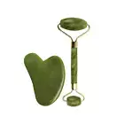 Jade Gua Sha Board & Roller Set - Natural Beauty Facial Massager for Face & Neck