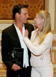 Actor Patrick Swayze and his wife actress Lisa Niemi appear backst - Old Photo