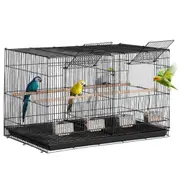 Bird Flight Cage with Divider 18 in Small Metal Parakeet Cage Black