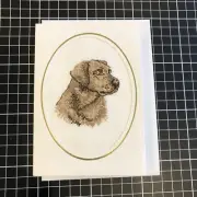 Chocolate Labrador Dog Card - Completed Cross Stitch