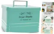 Dryer Sheets Holder for Laundry Room - Farmhouse Dryer Sheet Box with Lid Mint