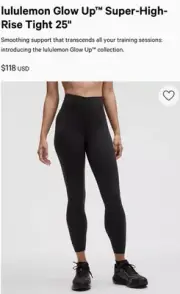 NWT Lululemon Glow Up HR Tight 25” Size 6 Black