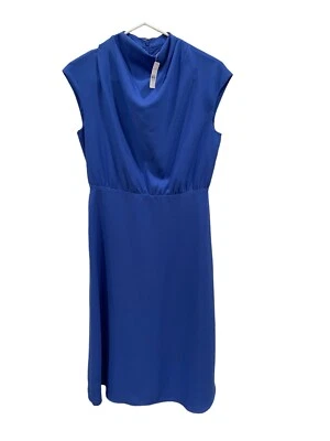 NWT Ann Taylor Periwinkle 0 long dress cap sleeves high collar SI55