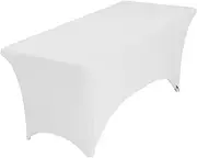 Spandex Table Covers 6FT 1Pc White Stretch Fitted Table Cloth Rectangle Table Tablecloth Wrinkle Resistant Table Cover Stretchable Patio Tablecloths for Wedding Party Banquet (72Lx30Wx30H Inch)
