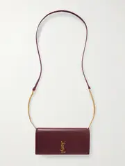 [SAINT LAURENT] SAINT LAURENT - Cassandre Strap Leather Phone Case - Burgundy - One size One size Burgundy