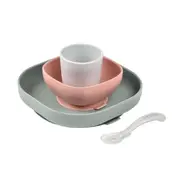 Beaba Silicone Suction Baby Toddler Meal Set Non-Slip Plate & Cup - Eucalyptus