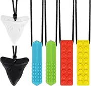 Chewy Necklaces for Sensory Kids | 6-Pack Chew Necklaces for Boys & Girls with Autism, ADHD, SPD | Silicone Teething Necklace Chew Toys for Adults | Anxiety Relief Fidget