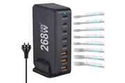 OZNALA Fast Charging Station 268W GaN Charger 8 Port USB-C Type C PD for iPhone 15-12 Series iPad Pro MacBook Galaxy Pixel Switch and More