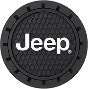 Plasticolor 000652R01 Jeep Logo Auto Car Truck SUV Cup Holder Coaster 2-Pack, Black
