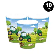 Tractor Farm Theme 250ml 9 OZ Paper Cups 8PK - Kids Birthday Party Tableware