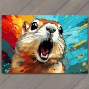 4x6" Chipmunk Smile Happy Retro Pop Art Splash Colors Cute Fun Vibrant