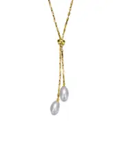 Rachel Glauber 14K Plated 6-10mm Faux Pearl Y Necklace