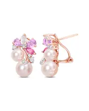 Rina Limor Rose Gold Over Silver 2.46 ct. tw. Gemstone 6-8.5mm Pearl Rose Earrings