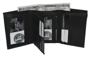 Brand New Mens TriFold Leather Wallet, Cowhide Leather, Black NEW by Leatherboss