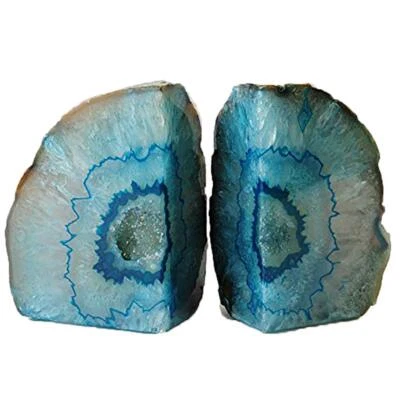 Geode Bookends Heavy Duty Agate Large Stone Bookend Decorative Crystal Quartz...