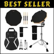 Compact Double-Sided Drum Practice Pad with Snare Stand & Drumsticks Included