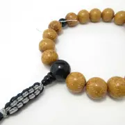 Indian Bodhi tree Wood&Blue Tiger Eye Japan Juzu Buddhist Mala Bless Bracelet