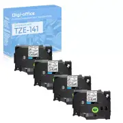4PK Compatible with Brother P-Touch TZ141 Tze141 Black on Clear Label Tape 18mm