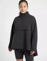 Athleta Sojourn Top Women’s Black Pullover 1/4 Zip Pleated Sz Small S Athletic