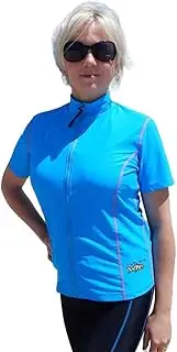[RADICOOL SKINS] Radicool Australia - Women’s Full Zip Top Short Sleeve Turquoise - Beach Shirt - Quick Dry - UPF 100+ UV Protection - Rash Guard