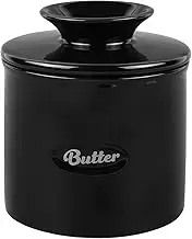 French Butter Crock,Butter Crock with Lid for Countertop Butter Container Large Butter Crock Equipped with an Applicator Black