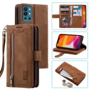 OnePlus 9R Wallet Case,Leather Zipper Magnetic Flip Card Case For OnePlus 9R
