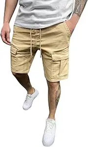 [Generic] Mens Tennis Short Trousers Pant Cargo Pocket Slim Pant Drawstring Shorts Summer Shorts Men's Casual Shorts Mesh Short Men
