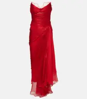 [Maria Lucia Hohan] Maria Lucia Hohan Jolie ruched silk bustier gown AU 14 red