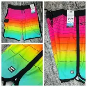 Billabong Board Shorts Men’s Size 31 73 Stripe Pro Surf Swim Trunks STRETCH NEO