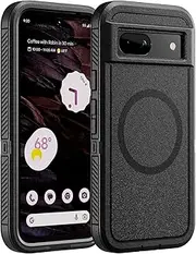 Strong Magnetic Case for Google Pixel 8a, Compatible with Magsafe, Shockproof Heavy Duty with Port Protection, Hard Matte Phone Cover for Pixel 8a 6.1", Black