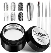 KYDA Silver Chrome Metallic Nail Polish Gel with Brush,Metal Mirror Nails Effect, Reflective Metal Painting Gel, High Glossy Soak off UV/LED DIY Nail Art