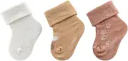 [Sterntaler] Baby Socks Pack of 3 Farm Paws and Plain - Skin-friendly Baby Socks with Envelope and Various Designs - Unisex Summer Stockings