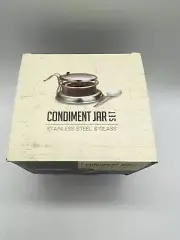 TableCraft 357 Glass 6 Oz. Condiment Jar Set with S/S Lids