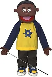 25" Jordan, Black Boy, Full Body, Ventriloquist Style Puppet