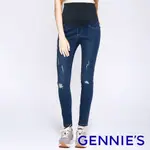 GENNIES奇妮 個性破壞感涼感牛仔褲(深藍T4H23)