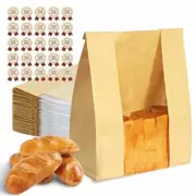 Bread Bags for Homemade Bread 25PCS Paper Sourdough Large Bakery Bags with Window Includes 25PCS Label Seal Stickers