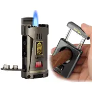 Lubinski Jet Flame Torch Cigar Lighter Refillable 2 Punch Holder Guillotine Cut