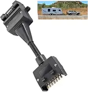 Trailer Adapter Plug，7 PIN Round Female to Plug to Flat Male Socket，Simple to Operate Wiring Connector for Caravan Boat