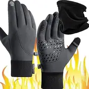 [ZBVUIYL] Arcticz Gloves,Arcticz Premium Thermo Gloves,Arcticz Thermal Waterproof Gloves Touchscreen Fingers Water Resistant (Gray,Large), Gray