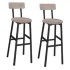 Bar Stools, Set of 2 Round Bar Chairses BarStools with Back, 28 Inch Greige