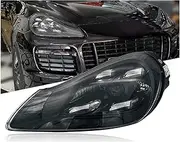 Headlights Compatible For Porsche Cayenne 2008-2010 Upgraded 2021 Matrix Style LED Front Head Lights Auto Lamp Accessory(Car Halogen,LHD)