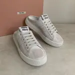 MIUMIU BLEACHED LEATHER SNEAKERS 褪色皮革半拖運動鞋