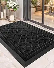 Color&Geometry Door Mat Outside Entrance to Catch Dirty, Doormat Outdoor Entrance Heavy Duty Non Slip, Outdoor Mats for Front Door for Welcome, Indoor Outdoor Rug for Single/Back Door, Black 17”X29”