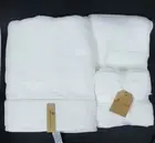 ECOEXISTENCE WHITE SOLID FLUFFY COTTON BATH SHEET,HAND TOWEL OR 4 WASHCLOTHS